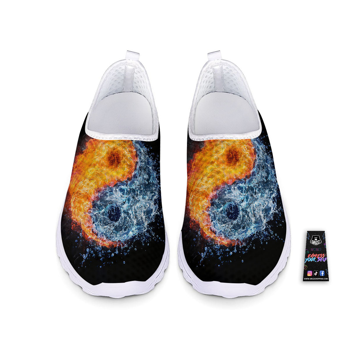 Yin Yang Water And Fire Print Nurse Shoes-grizzshop