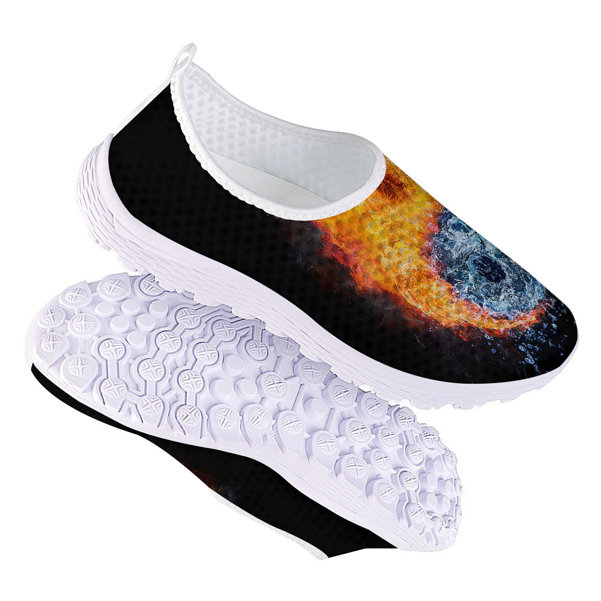 Yin Yang Water And Fire Print Nurse Shoes-grizzshop