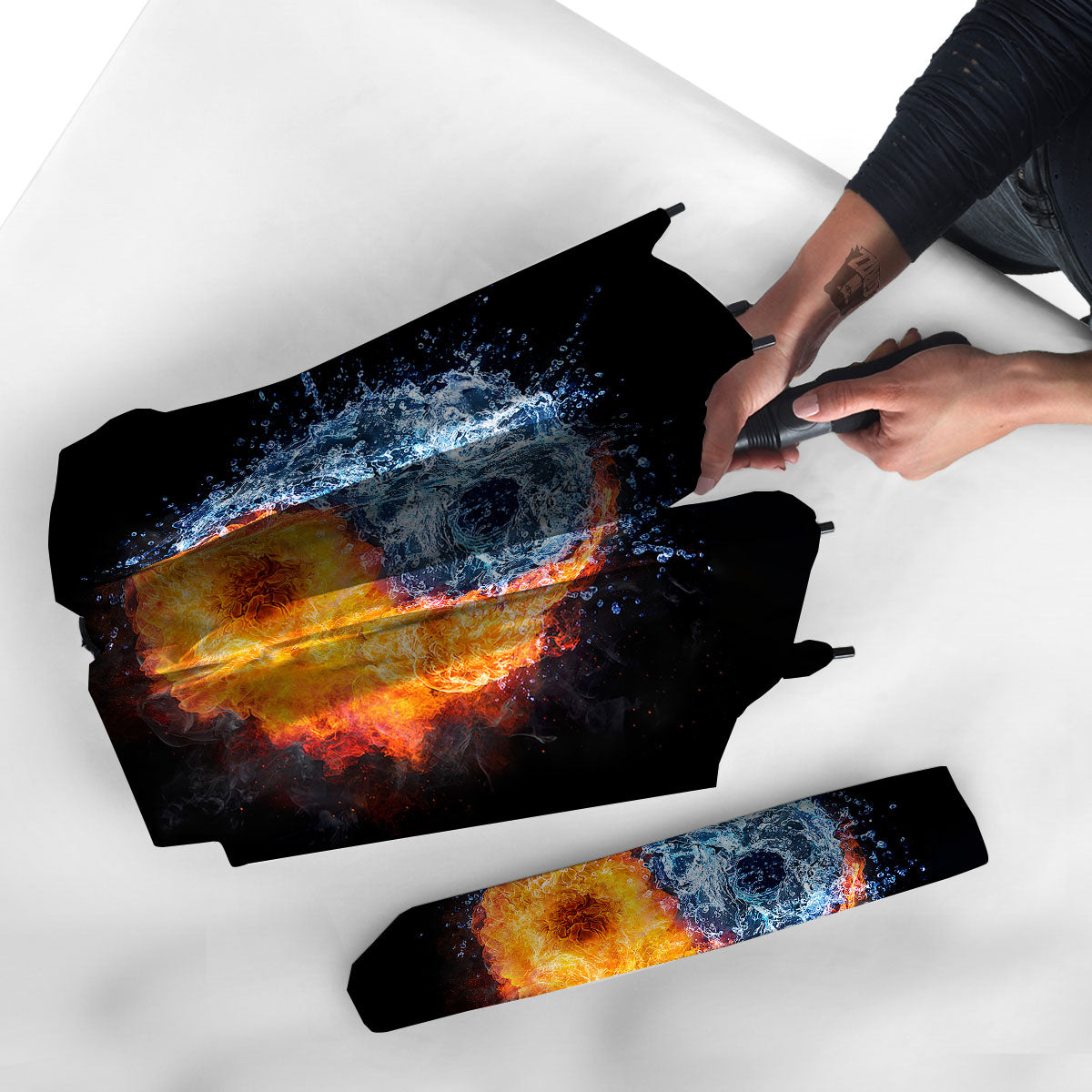 Yin Yang Water And Fire Print Umbrella-grizzshop