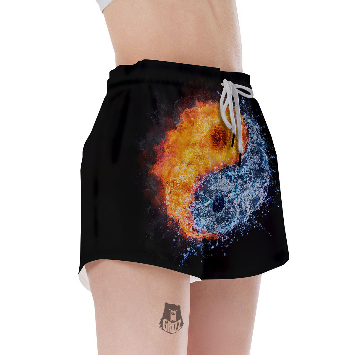 Yin Yang Water And Fire Print Women's Shorts-grizzshop