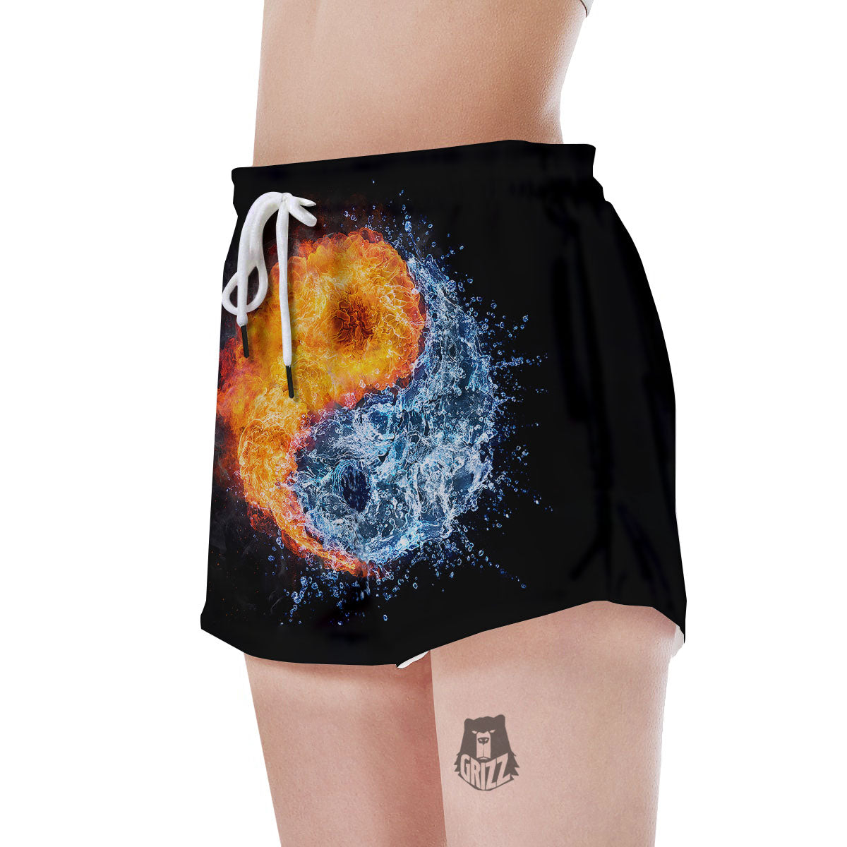 Yin Yang Water And Fire Print Women's Shorts-grizzshop