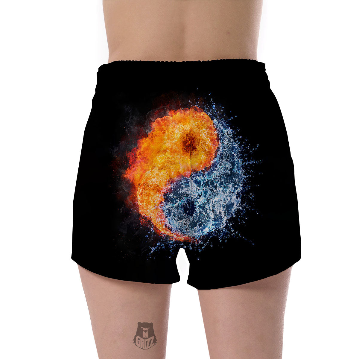 Yin Yang Water And Fire Print Women's Shorts-grizzshop