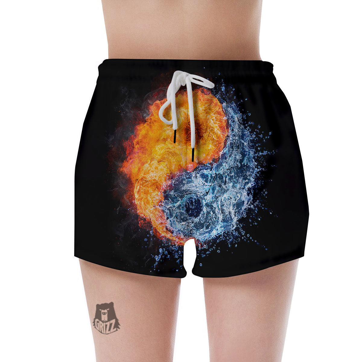 Yin Yang Water And Fire Print Women's Shorts-grizzshop