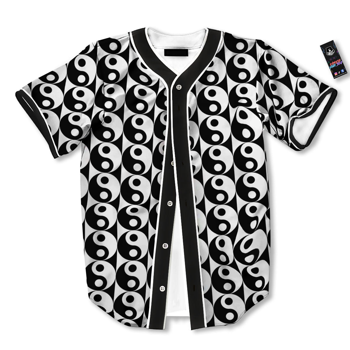 Yin Yang White And Black Print Pattern Baseball Jersey-grizzshop