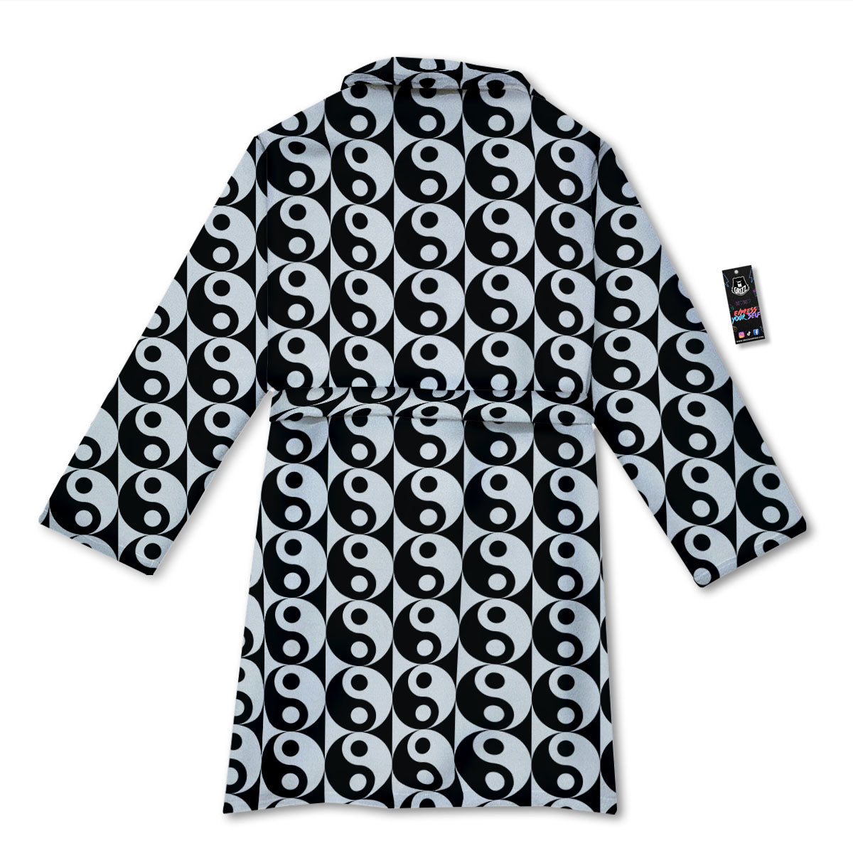 Yin Yang White And Black Print Pattern Bathrobe-grizzshop