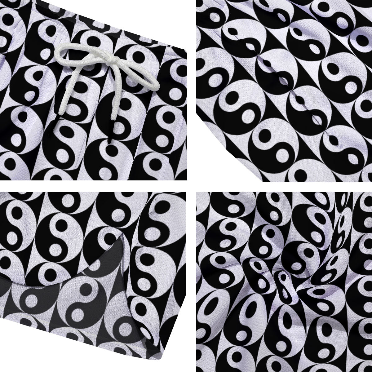 Yin Yang White And Black Print Pattern Men's Running Shorts-grizzshop