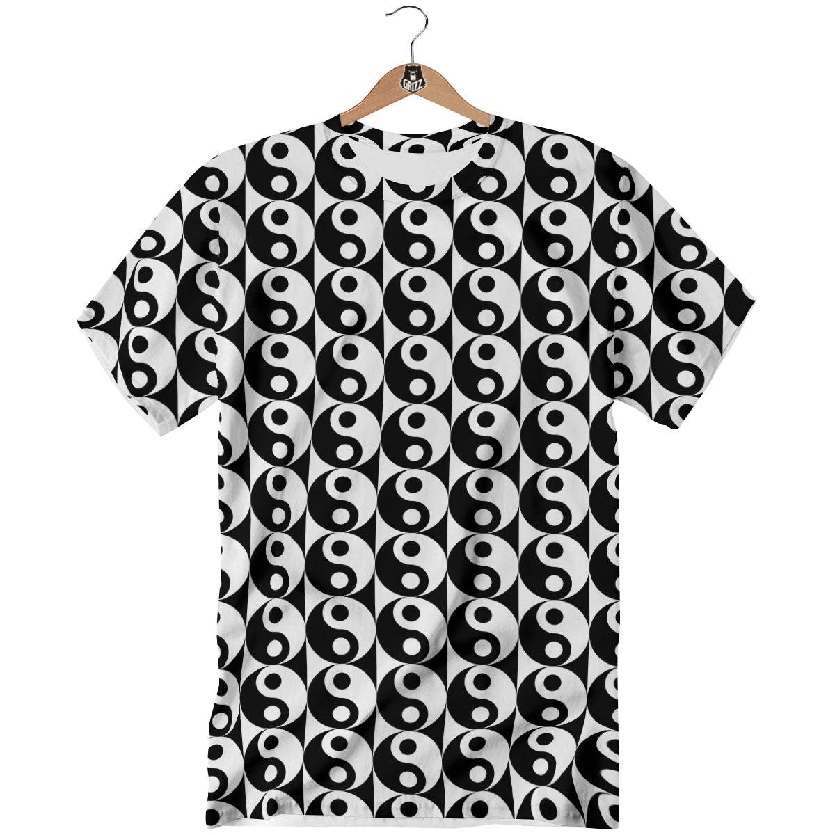 Yin Yang White And Black Print Pattern T-Shirt-grizzshop