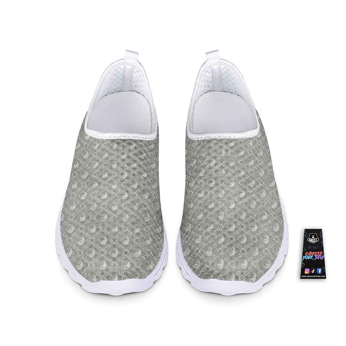 Yin Yang White And Grey Print Pattern Nurse Shoes-grizzshop