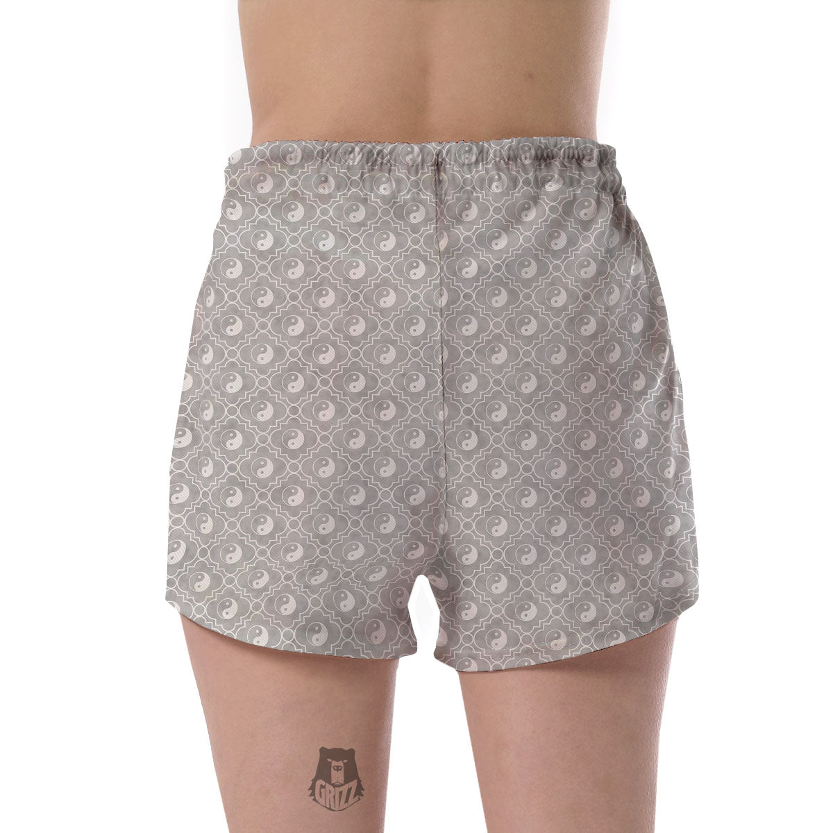 Yin Yang White And Grey Print Pattern Women's Shorts-grizzshop
