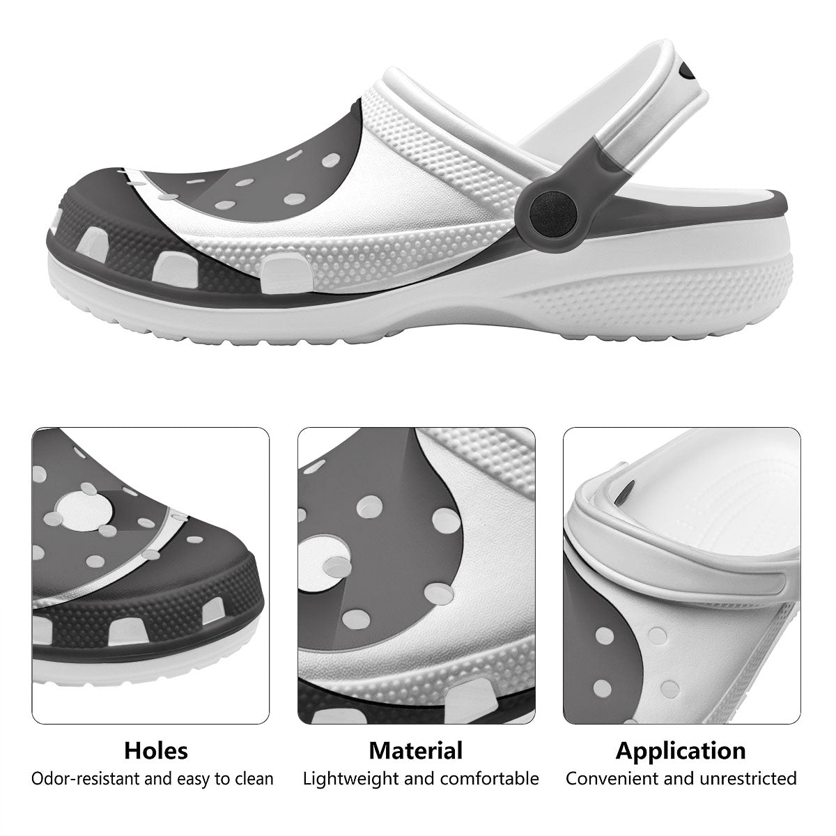 Yin Yang White And Sliver Print Clog-grizzshop