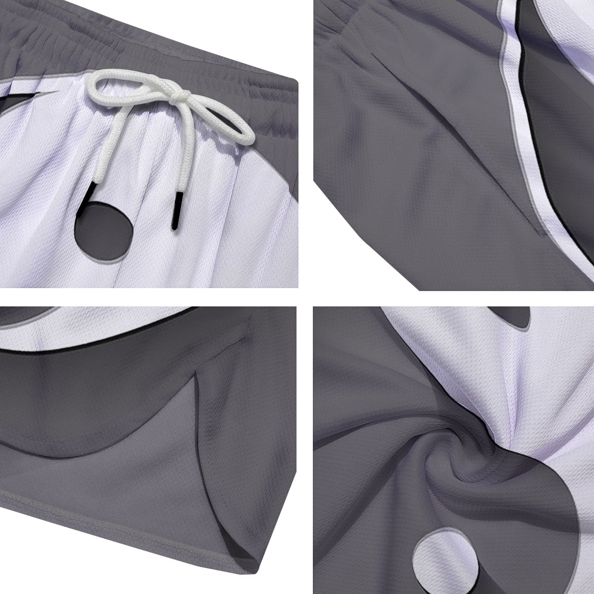 Yin Yang White And Sliver Print Men's Running Shorts-grizzshop