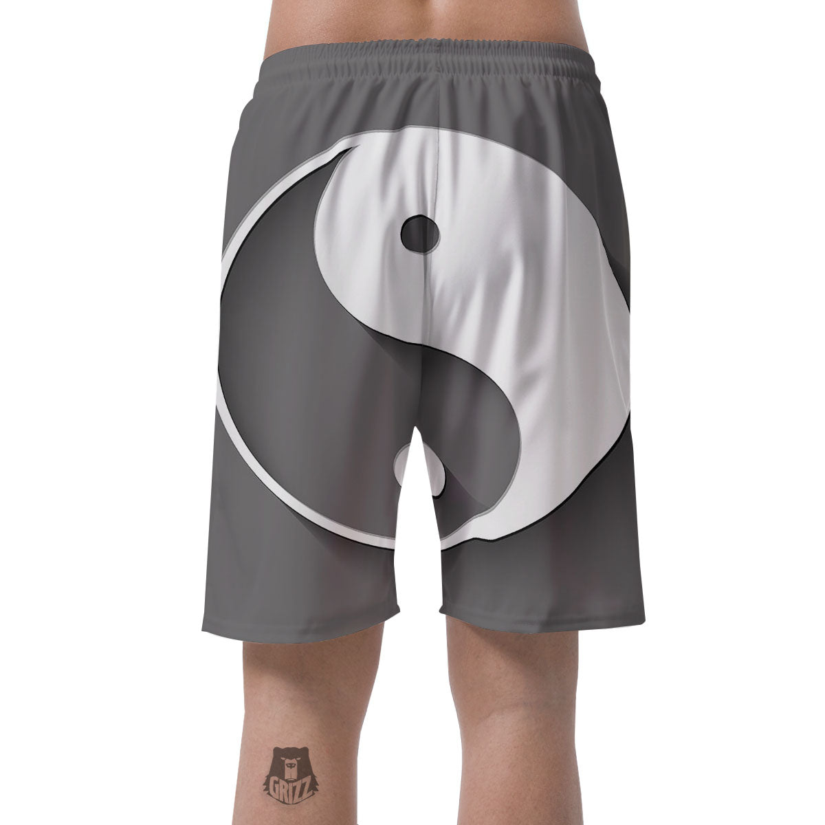 Yin Yang White And Sliver Print Men's Shorts-grizzshop