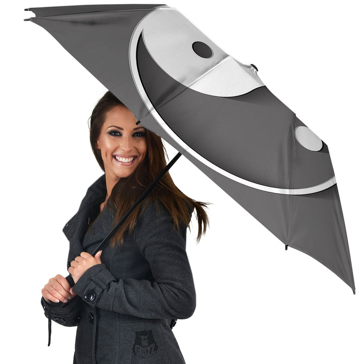 Yin Yang White And Sliver Print Umbrella-grizzshop