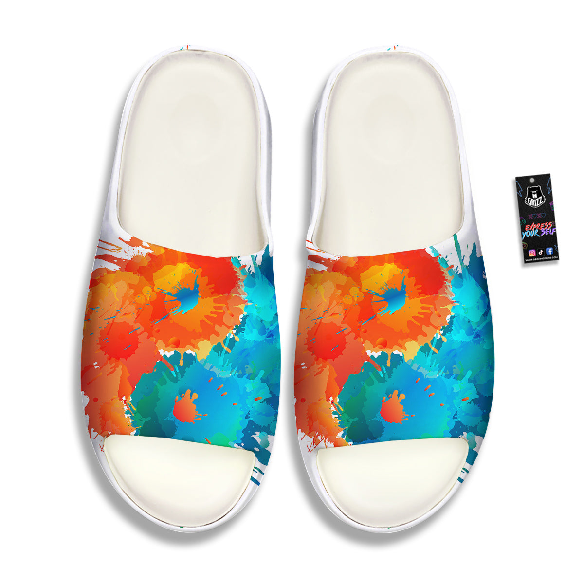 Yin Yang Colorful Splash Print Sandals-grizzshop