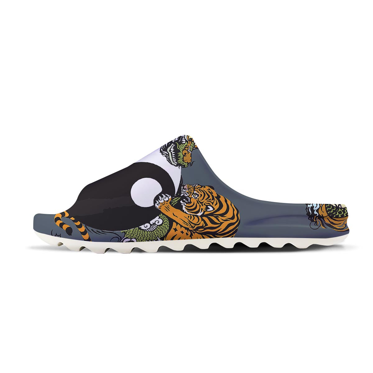 Yin Yang Dragon And Tiger Print Sandals-grizzshop