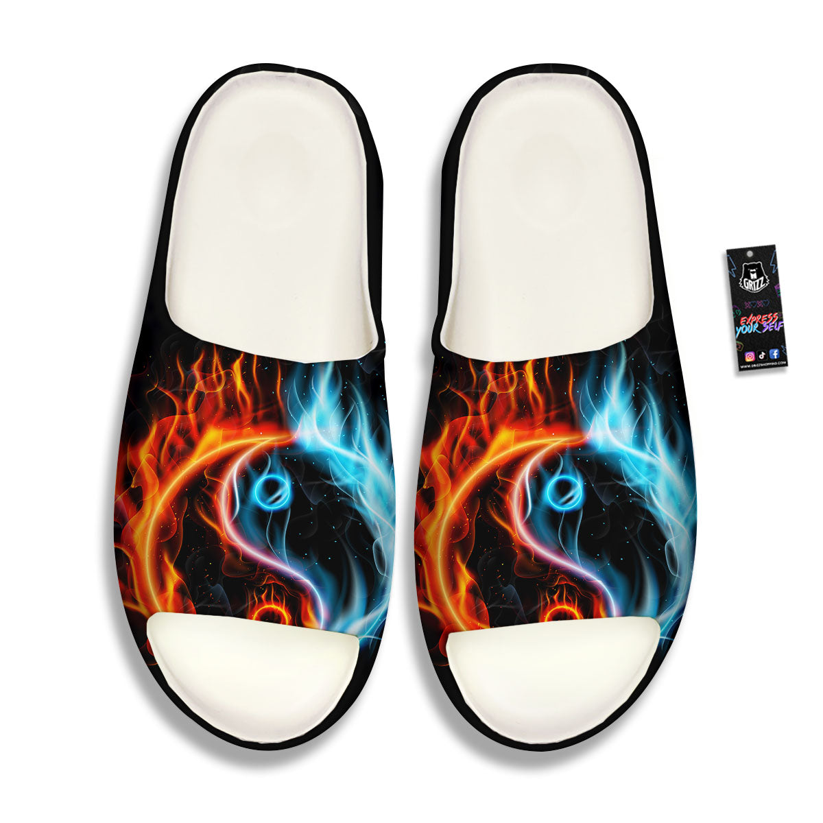 Yin Yang Flaming Print Sandals-grizzshop