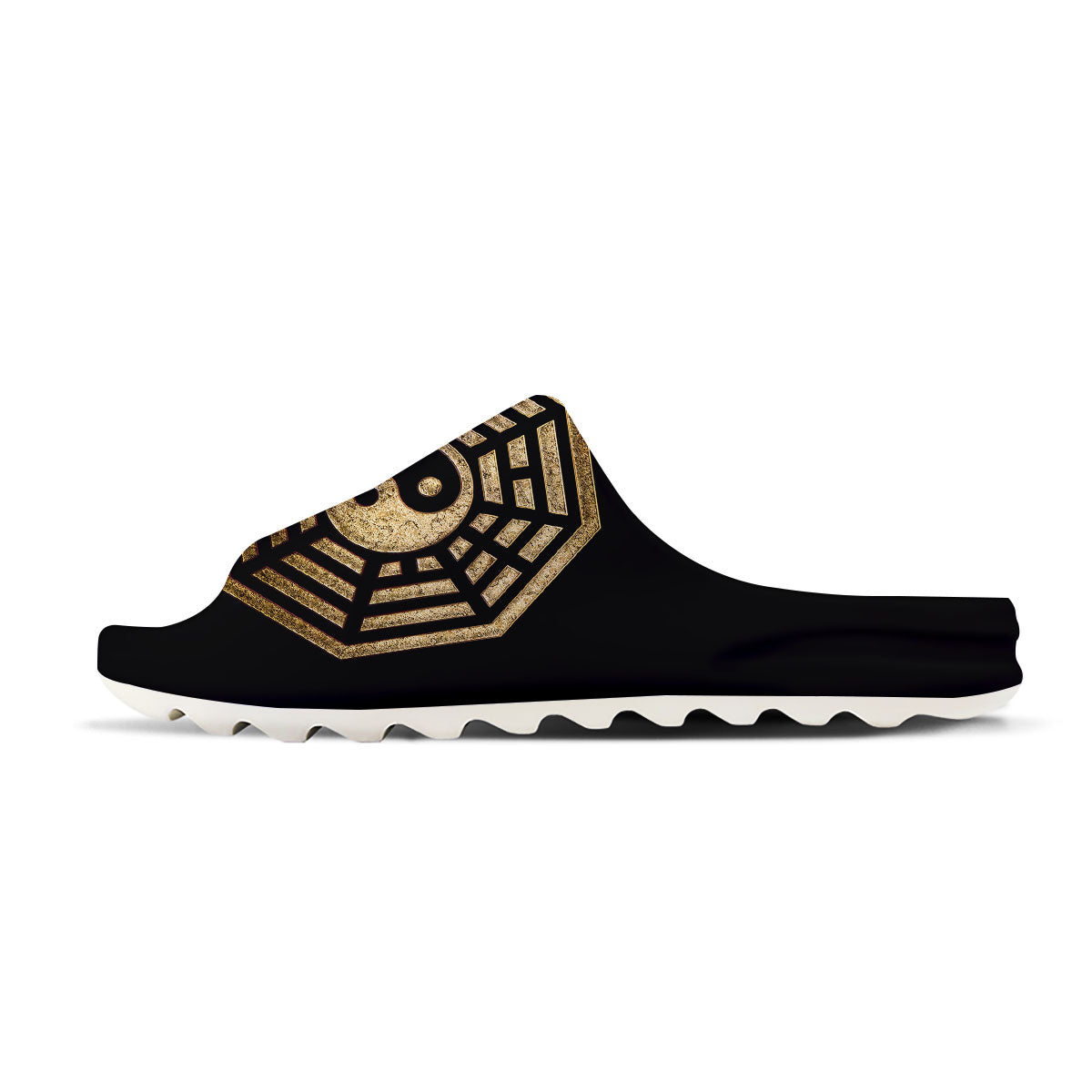 Yin Yang Gold Bagua Print Sandals-grizzshop