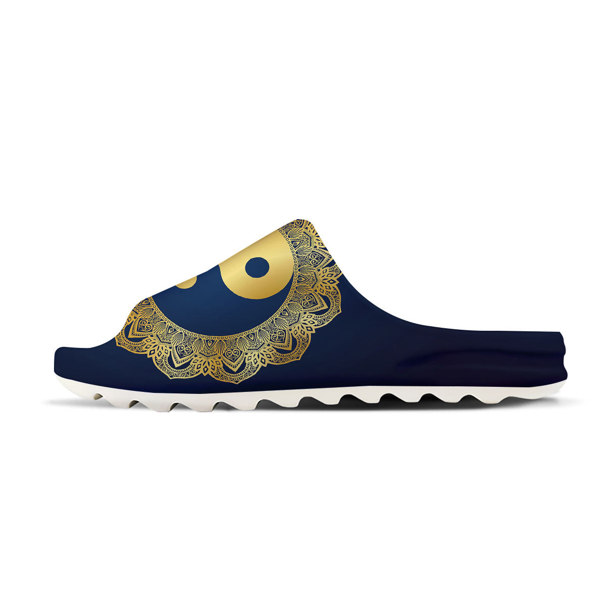 Yin Yang Gold Mandala Print Sandals-grizzshop