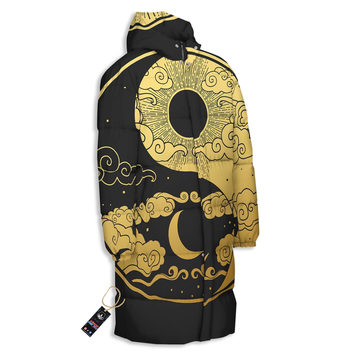 Yin Yang Moon And Sun Print Long Down Jacket