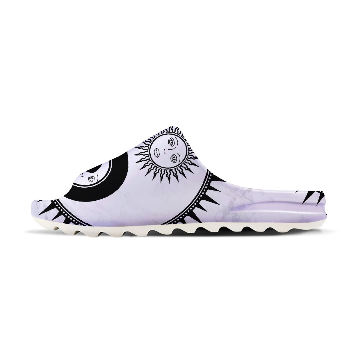 Yin Yang Sun White And Black Print Sandals-grizzshop