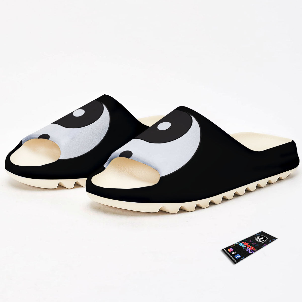 Yin Yang Symbol White And Black Print Sandals-grizzshop