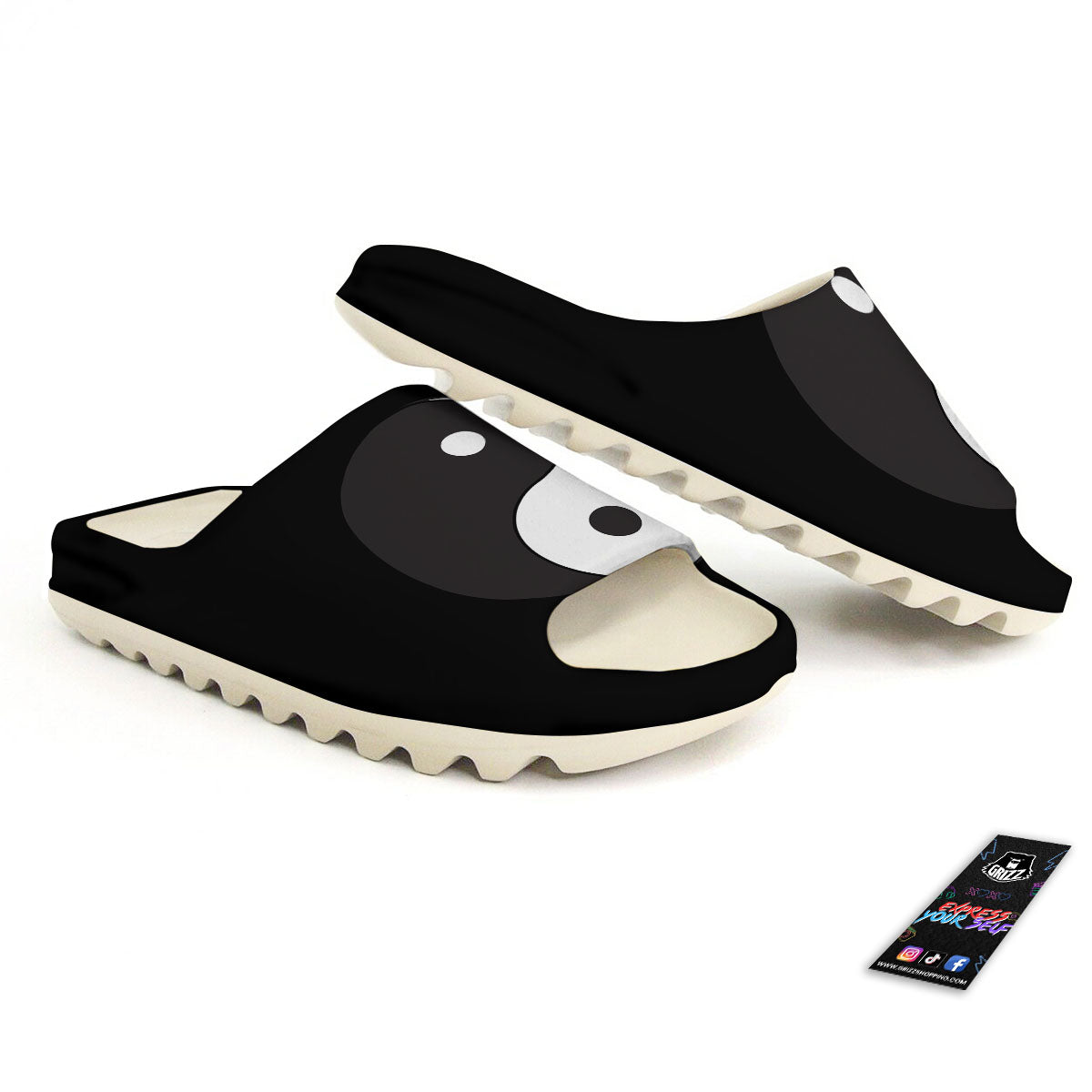 Yin Yang Symbol White And Black Print Sandals-grizzshop
