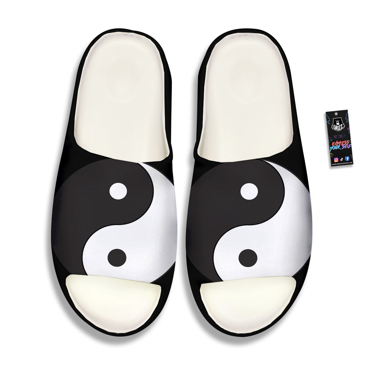 Yin Yang Symbol White And Black Print Sandals-grizzshop