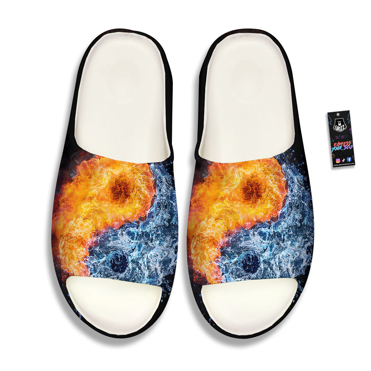 Yin Yang Water And Fire Print Sandals-grizzshop
