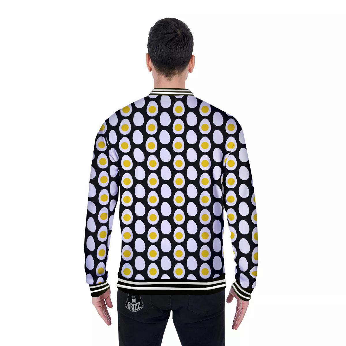 Yolk Egg Print Pattern Baseball Jacket-grizzshop