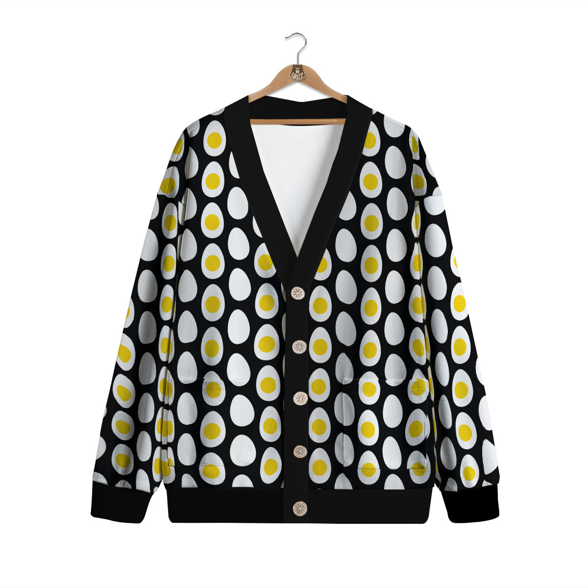 Yolk Egg Print Pattern Cardigan-grizzshop