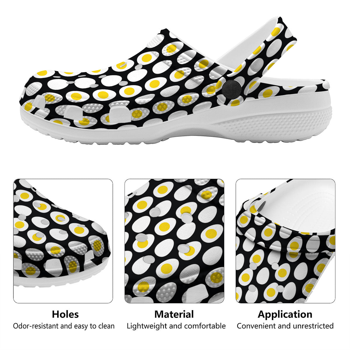 Yolk Egg Print Pattern Clog-grizzshop