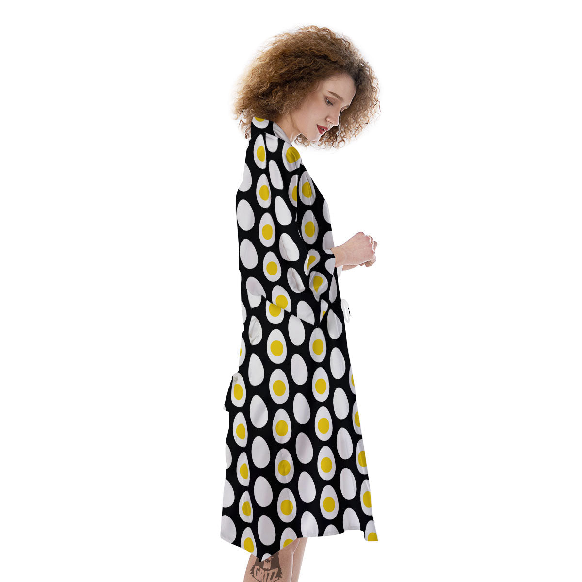 Yolk Egg Print Pattern Kimono-grizzshop