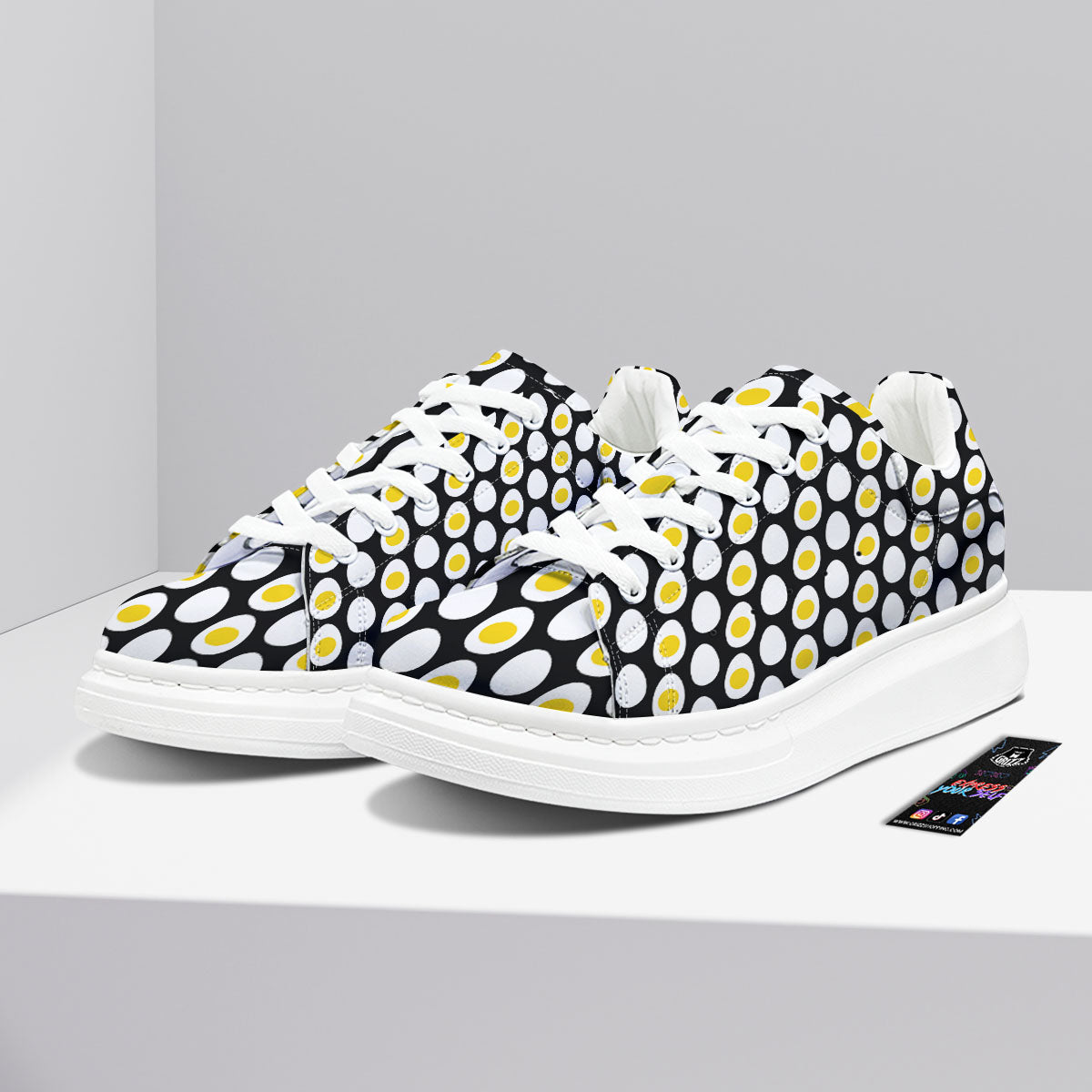 Yolk Egg Print Pattern Platform Shoes-grizzshop