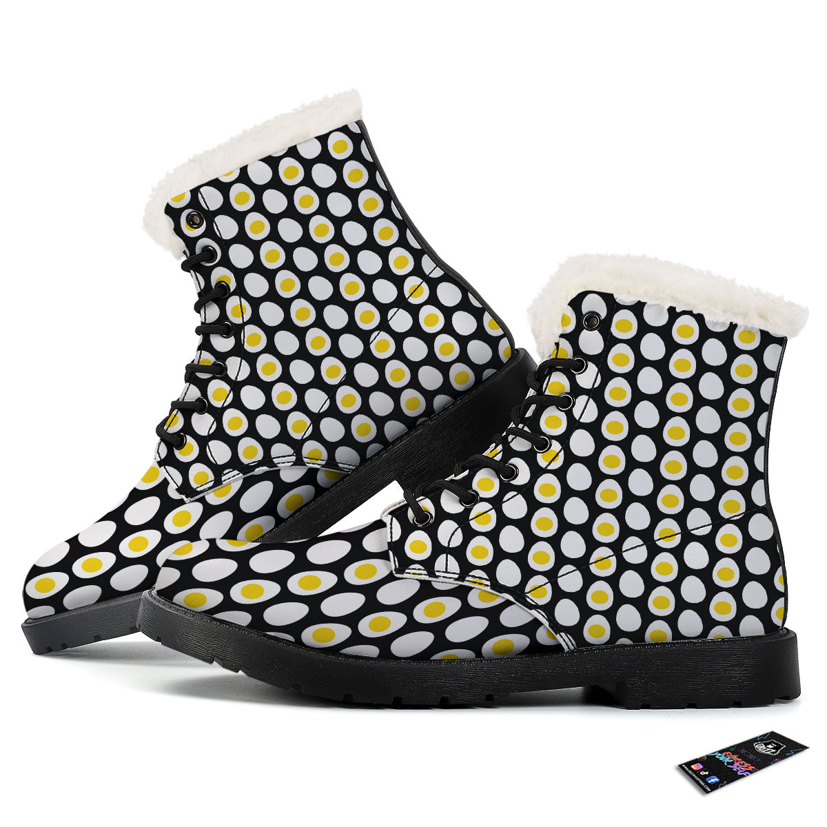 Yolk Egg Print Pattern Winter Boots-grizzshop