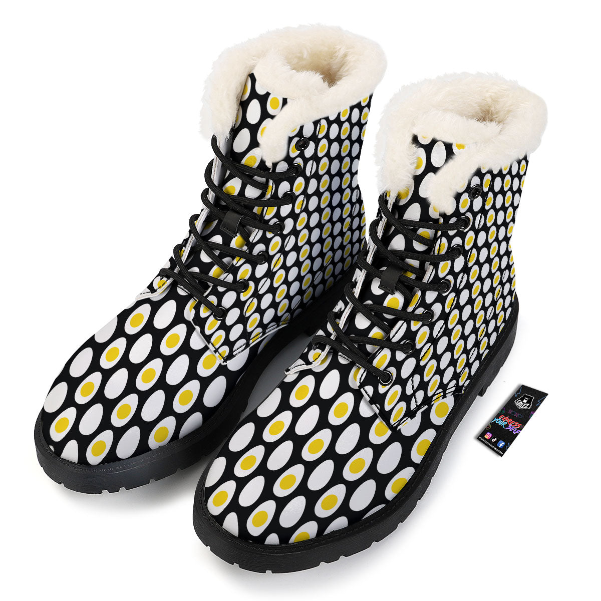 Yolk Egg Print Pattern Winter Boots-grizzshop