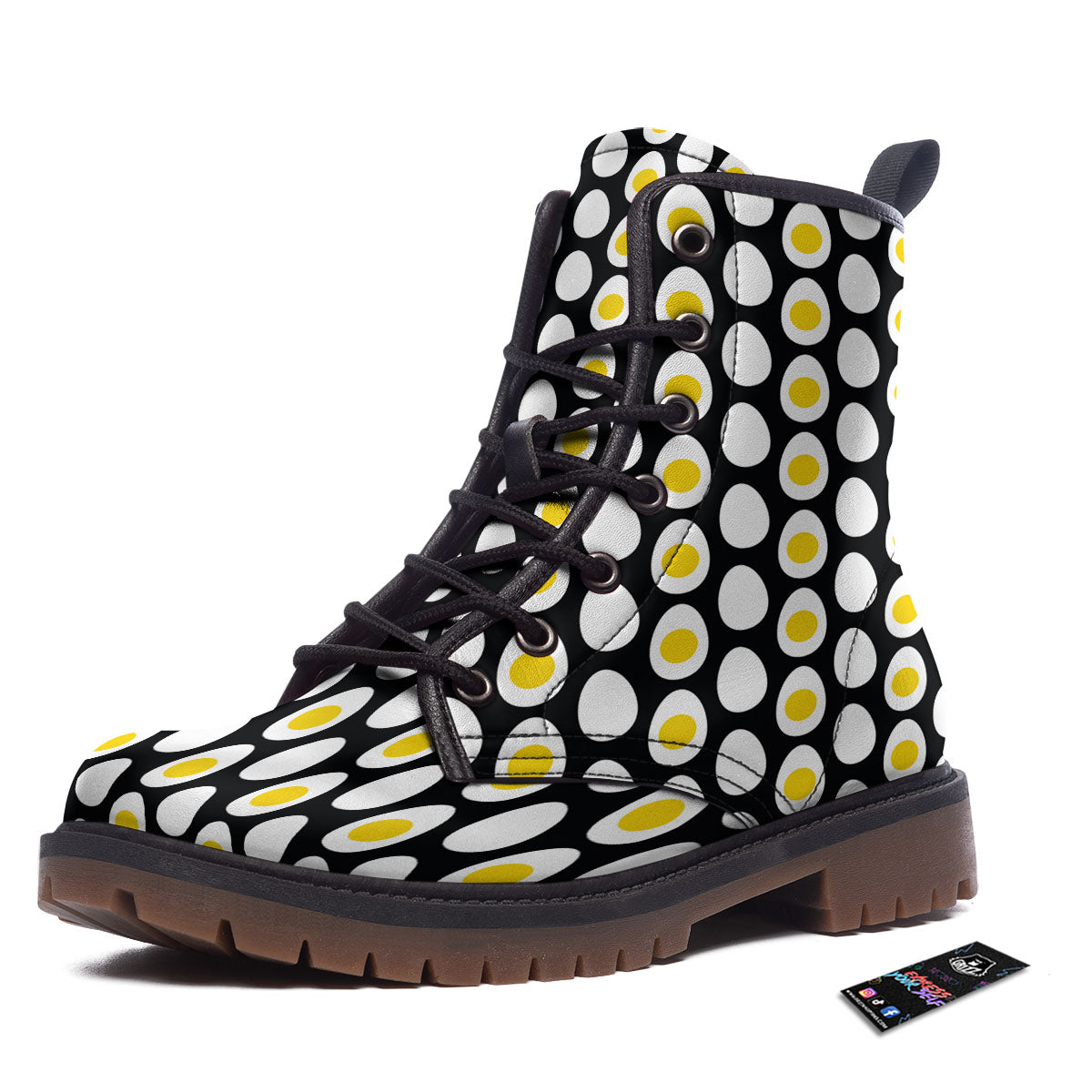 Yolk Egg Print Pattern Work Boots-grizzshop