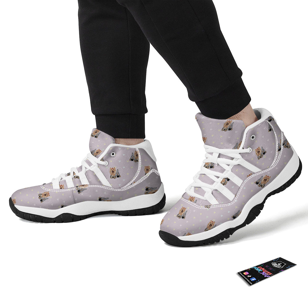 Yorkshire Terrier Dog Puppy Pattern Print White Bball Shoes-grizzshop