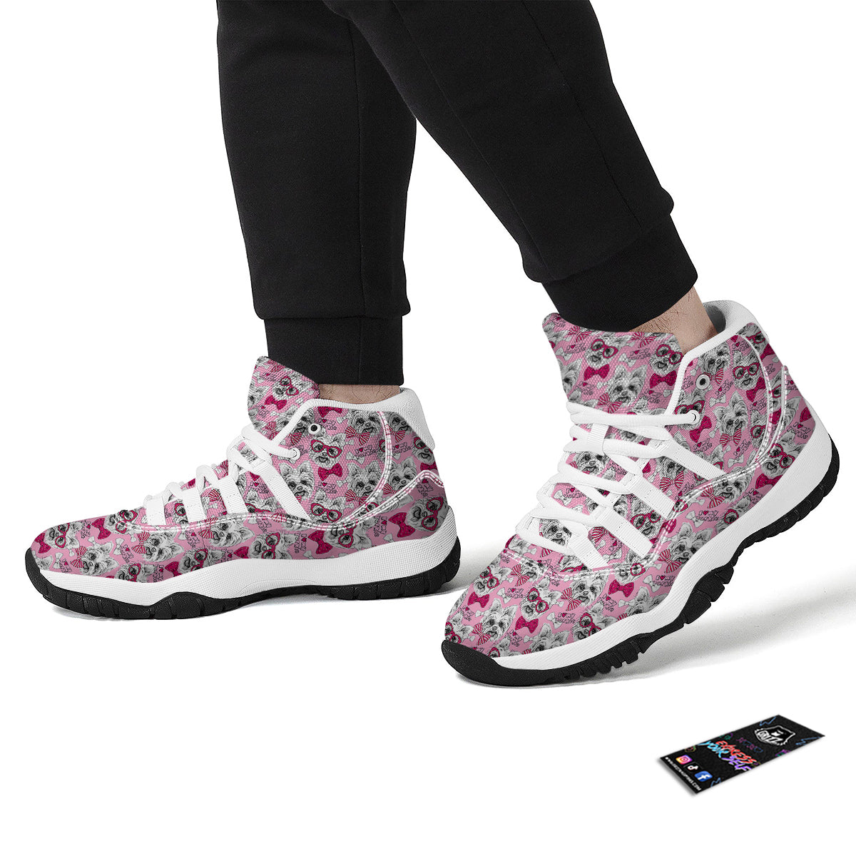 Yorkshire Terrier Dog Puppy Print Pattern White Bball Shoes-grizzshop