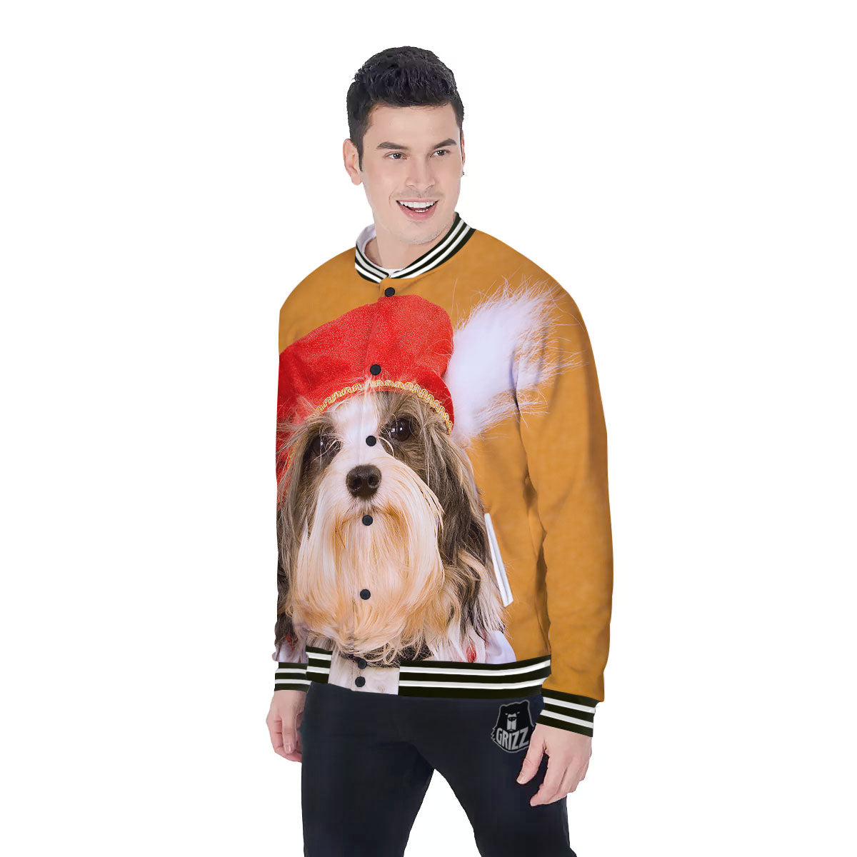 Yorkshire Terrier Red Cap Print Baseball Jacket-grizzshop
