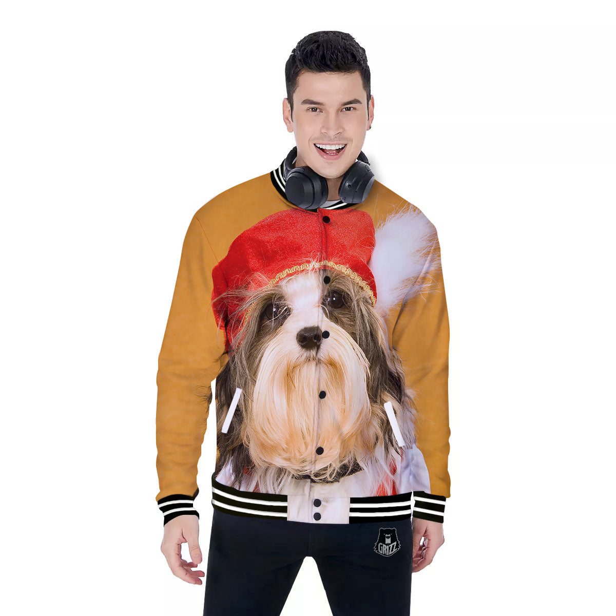 Yorkshire Terrier Red Cap Print Baseball Jacket-grizzshop