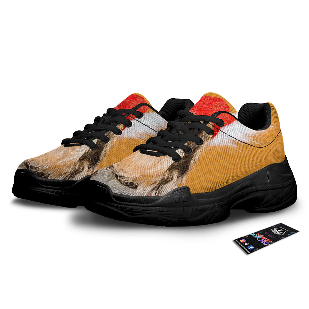 Yorkshire Terrier Red Cap Print Black Chunky Shoes-grizzshop