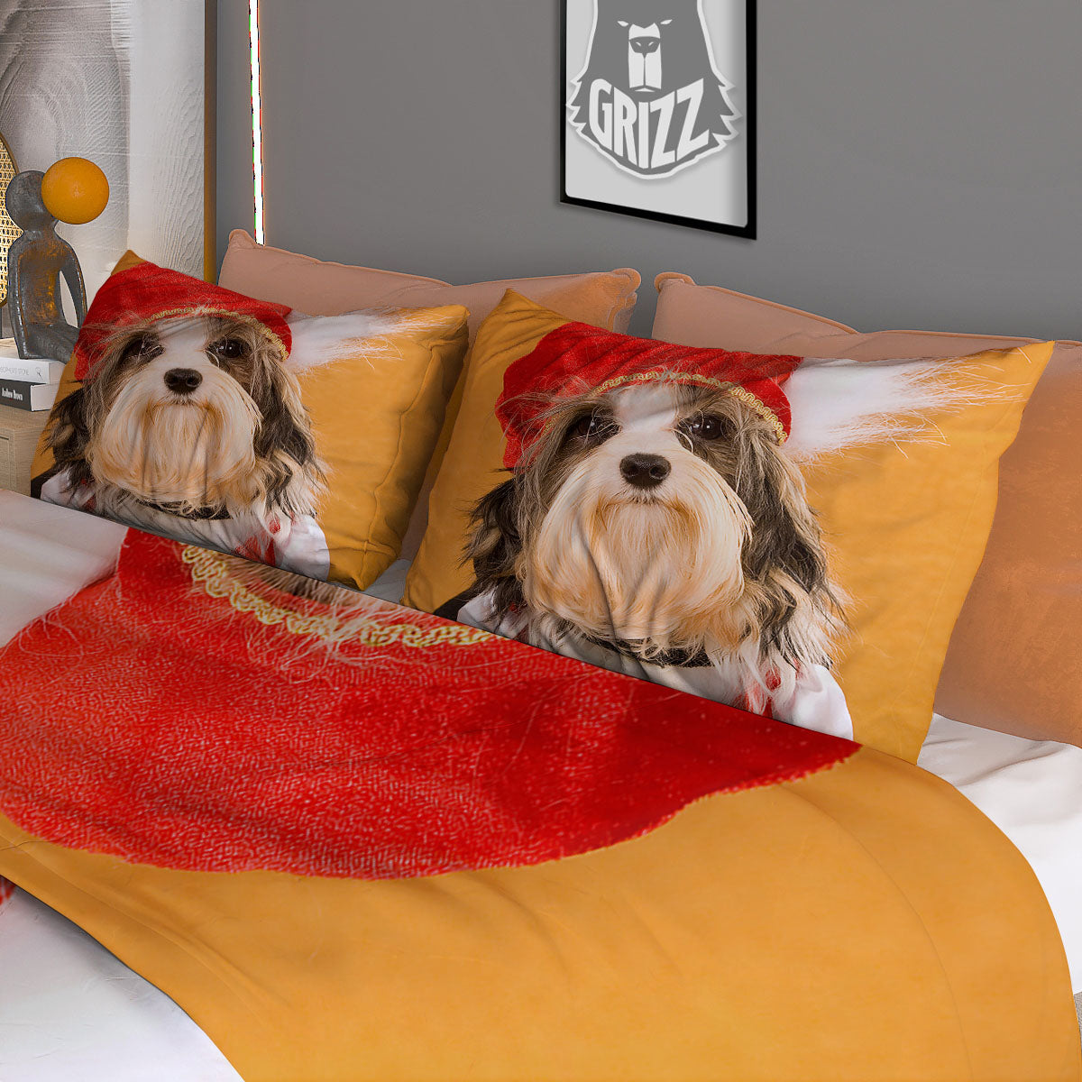 Yorkshire Terrier Red Cap Print Duvet Cover Bedding Set