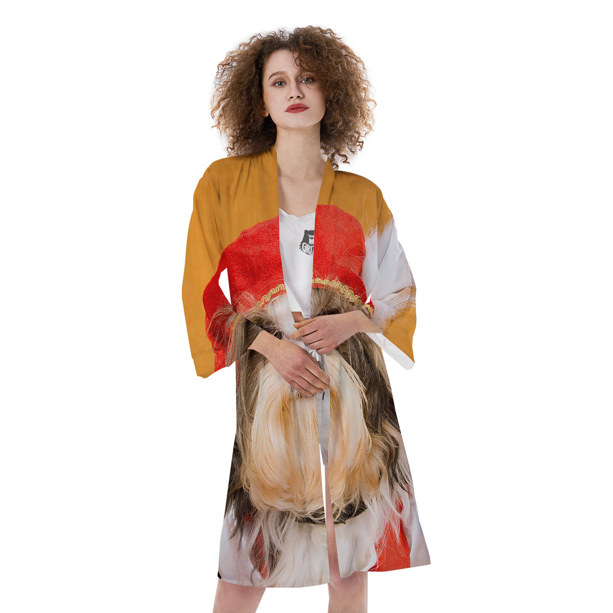 Yorkshire Terrier Red Cap Print Kimono-grizzshop