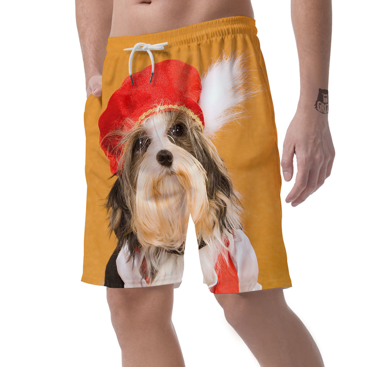 Yorkshire Terrier Red Cap Print Men's Shorts-grizzshop