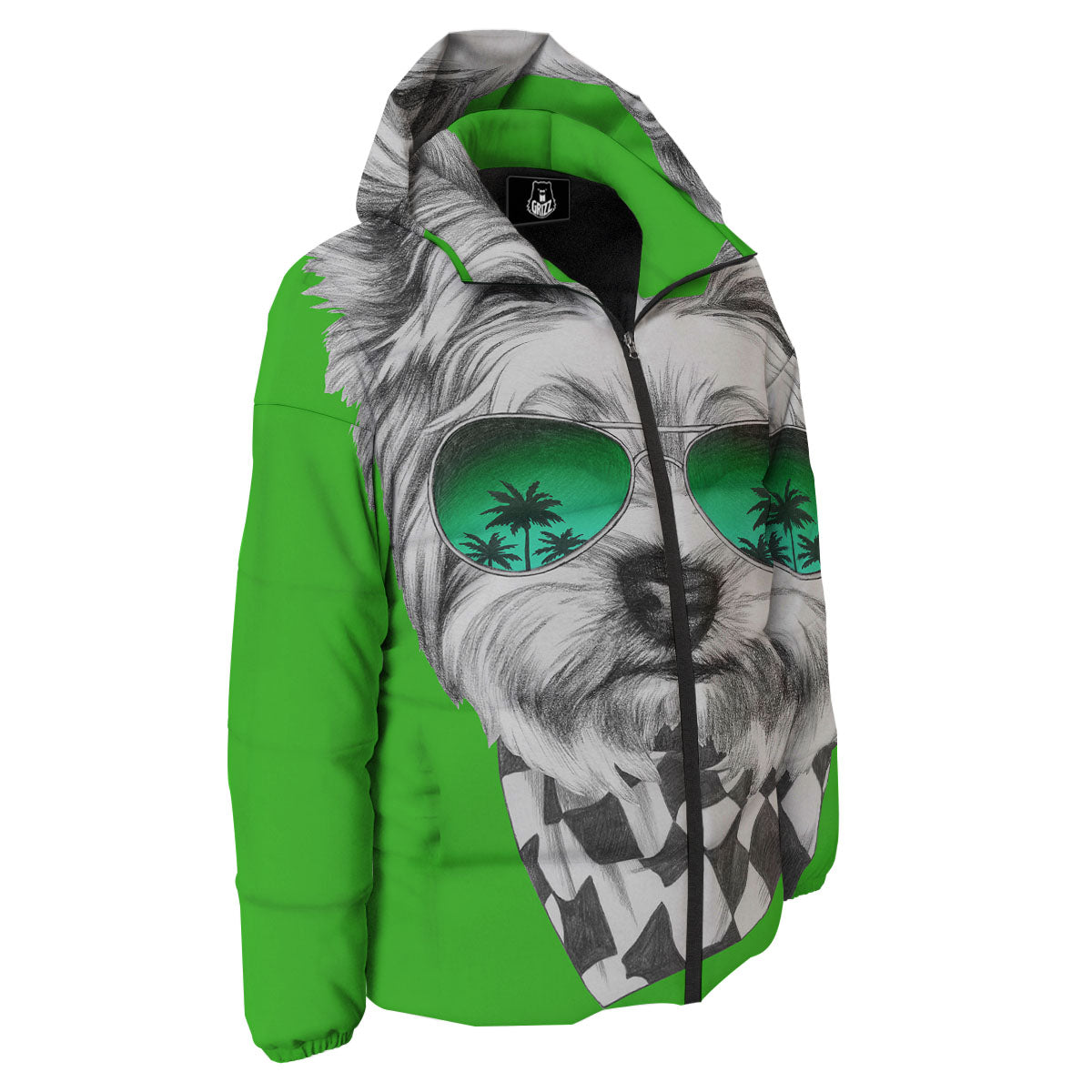 Yorkshire Terrier Sunglasses Print Down Jacket-grizzshop