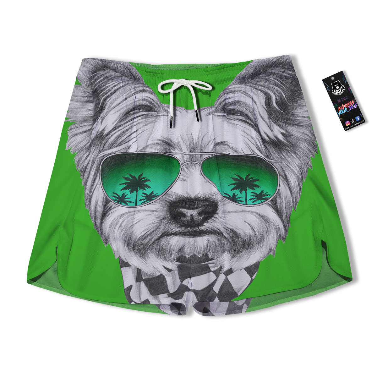 Yorkshire Terrier Sunglasses Print Men's Running Shorts-grizzshop