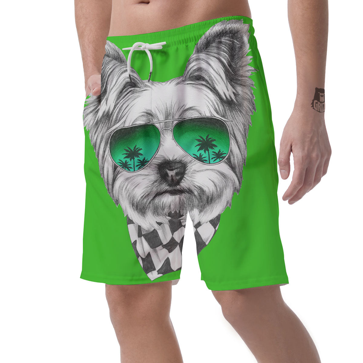 Yorkshire Terrier Sunglasses Print Men's Shorts-grizzshop