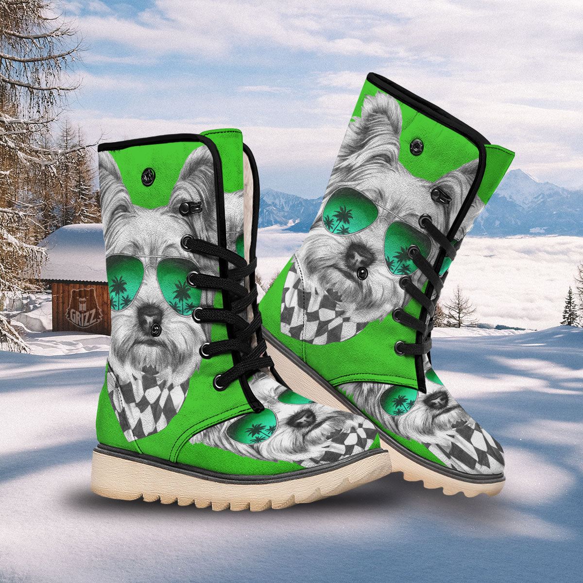 Yorkshire Terrier Sunglasses Print Snow Boots-grizzshop
