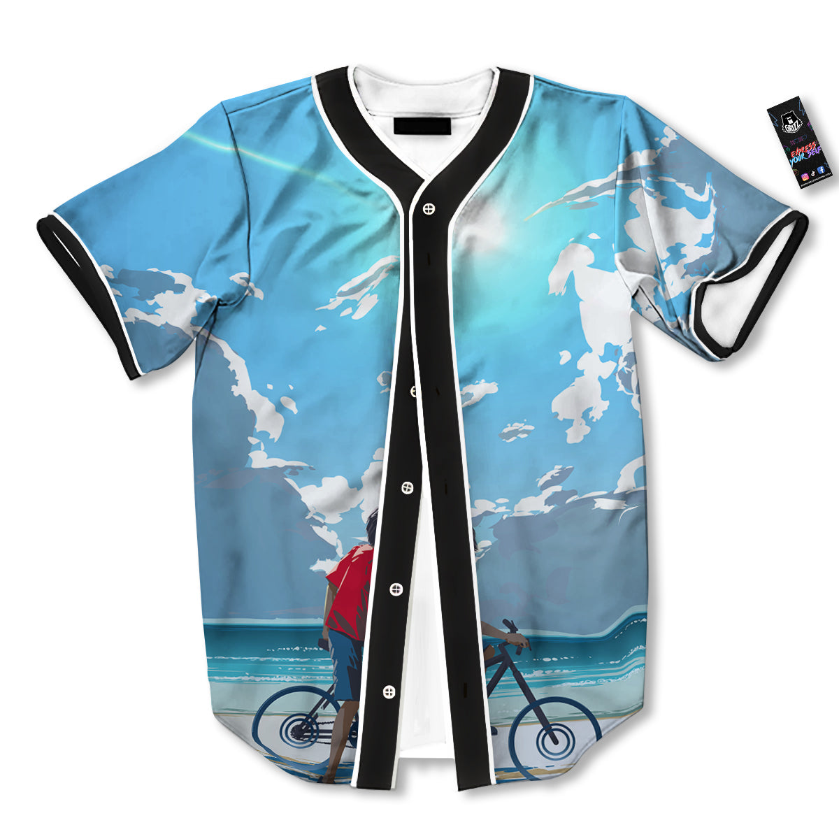 Young Man Looking At The Meteor Print Baseball Jersey-grizzshop