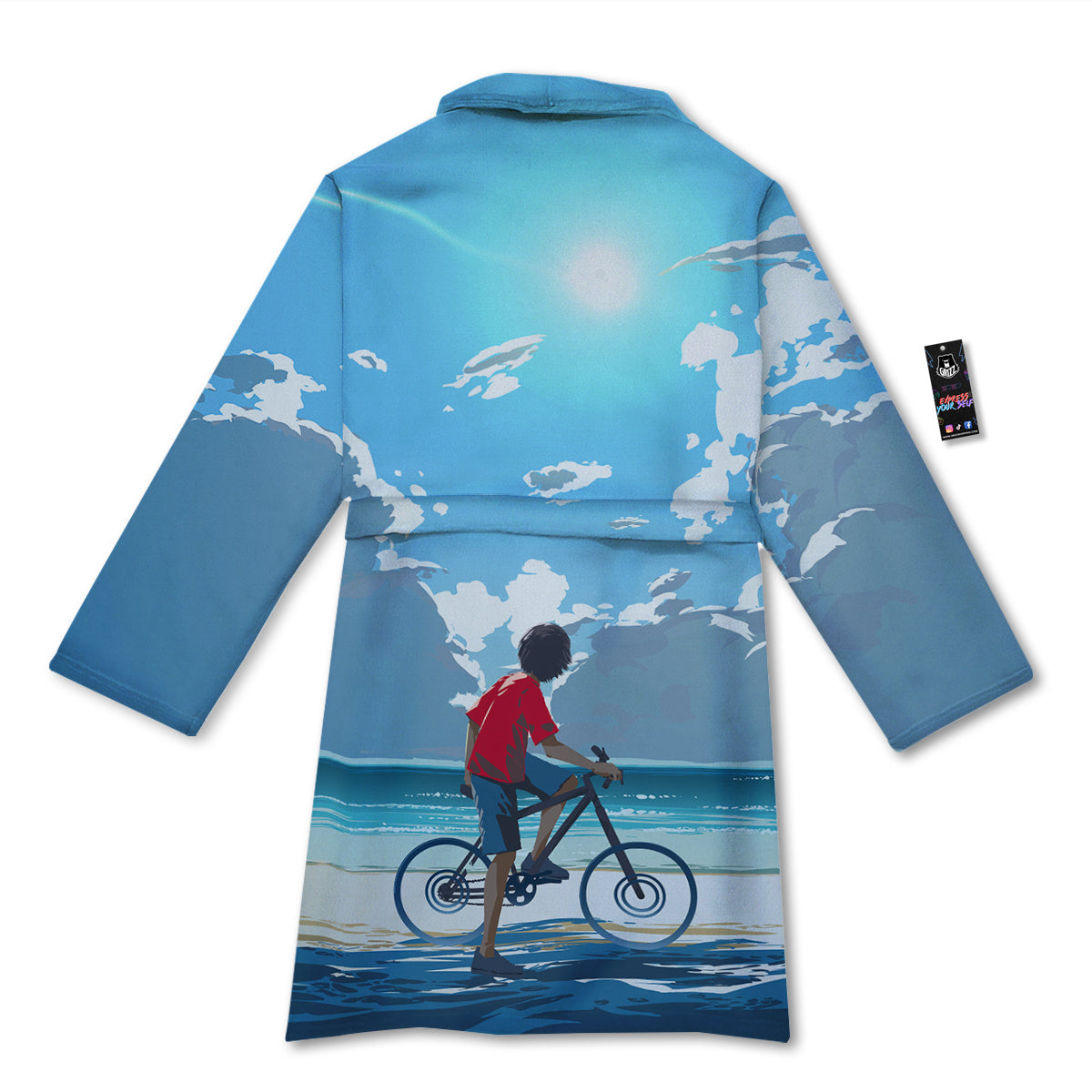 Young Man Looking At The Meteor Print Bathrobe-grizzshop